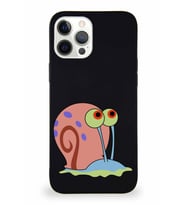 Apple iPhone 12 Pro Max Soft Premier Kapak Salyangoz Gary Tasarımlı Silikon Kılıf - Siyah (Şeffaf)