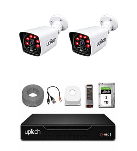 UPTECH 2 Kameralı Güvenlik Kamera Seti 2MP 1080P Full HD 6 Atom LED Gece Görüşlü 1 TB HDD 5525
