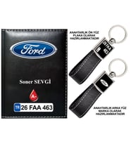 Plakanıza Özel Ford Logolu Siyah Ruhsat Kabı ve Anahtarlık