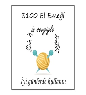 Sizin Için Sevgiyle Örüldü Teşekkür Kartı 5x5,8 cm  60 Adet