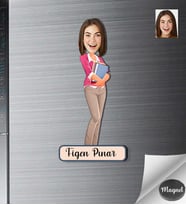 Kişiye Özel Öğretmen Kadın Ahşap Magnet -6