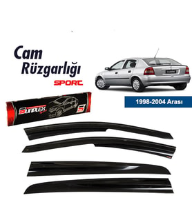 Opel Astra G 1998-2004 Mugen Tip Cam Rüzgarlık 4Lü Ön Ark Sunplex (Siyah-Bordo)