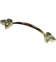 Dekoratif Zamak Yaprak Kulp - 96mm, Sarı, 1 Adet