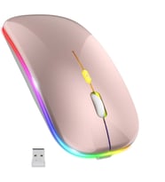 Siyah RGB Şarjlı Kablosuz 1600DPI Işıklı Kablosuz Sessiz Mouse Bwm6 (Rose - Gold)