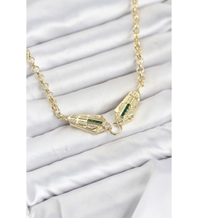 Pirinç Gold Renk Zirkon Taşlı Serenay Kolye TJ-BKO11130