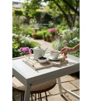 Şık Traverten Mat Altın L Dizayn Tepsi 30x20 cm, Ev ve Dekorasyon için ideal