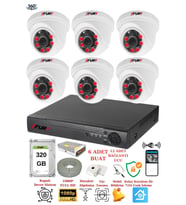 FURY 6 Kameralı 5mp 3.6mm Lens 2mp Görüntü 6 Atom Led Gece Görüşlü FullHd Güvenlik Kamerası 1412A 320GB