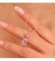 925 Ayar Gümüş Pembe Baget Taşlı Kolye