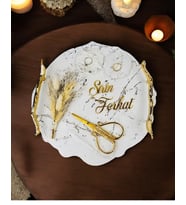 Devotiony Desenli Polyester Nişan Tepsisi (Gold)