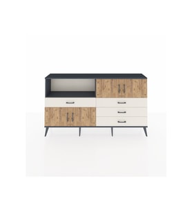Arges Konsol 2 Raflı 4 Çekmeceli 4 Kapaklı 176x30x99 Antrasit-Çam/Aytaşı