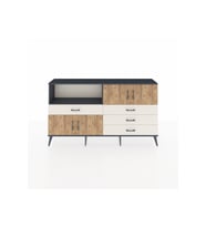 Arges Konsol 2 Raflı 4 Çekmeceli 4 Kapaklı 176x30x99 Antrasit-Çam/Aytaşı