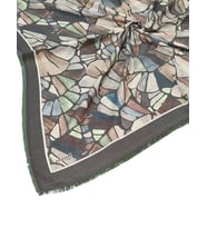 Ebruli Kışlık Desenli Eşarp 95x95 cm (Koyu Gri)