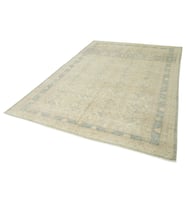 Bej Halı Geometrik Motifli Eskitme Görünümlü Salon Halısı El Dokuma Yün Pamuk Vintage Tasarım