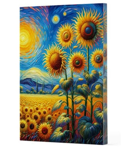 Van Gogh 4 - Ayçiçekleri Çizgili Yan Boyamalı Defter
