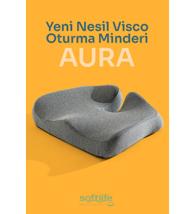 AURA Yeni Nesil Visco Coccyx Oturma Minderi Ortopedik Kuyruk Sokumu Visco Minder 47x41x12 Cm VCM01