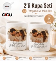 2’li Kişiye Özel Kupa Seti – Fotoğraflı Yazılı Baskılı Porselen Hediye Kupa