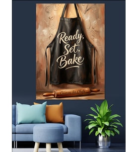 Ready Set Bake Mutfak Önlüğü Dekoratif Kanvas - Mdf Ahşap Tablo