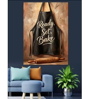 Ready Set Bake Mutfak Önlüğü Dekoratif Kanvas - Mdf Ahşap Tablo