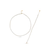 Sıralı İnci Kolye Bileklik İkili Set (Rose)
