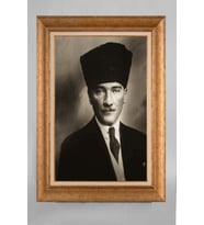 EV İŞYERİ OFİS İÇİN ALTIN ÇERÇEVELİ PASPARTULU ATATÜRK TABLO S754