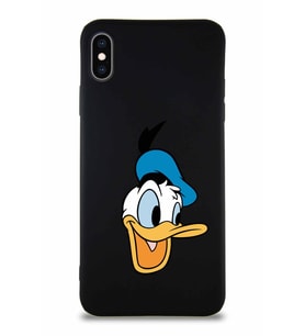 Apple iPhone XS Max Soft Premier Kapak Donald Duck-A Tasarımlı Silikon Kılıf - Siyah (Şeffaf)