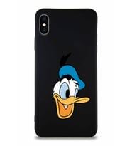 Apple iPhone XS Max Soft Premier Kapak Donald Duck-A Tasarımlı Silikon Kılıf - Siyah (Şeffaf)