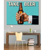 Bira Reklamı Vintage Şişe Dekoratif Kanvas - Mdf Ahşap Tablo