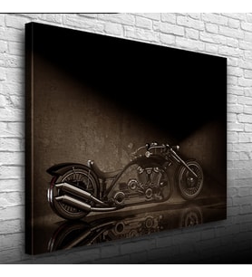 Siyah Chopper Concept Motosiklet Kanvas Tablo 50 x 70