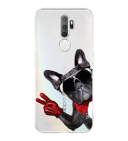 PrintiFy Oppo A9 2020 ile Uyumlu Köpek 2 Kamera Korumalı Şeffaf Kılıf