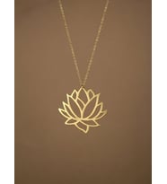 Altın Kaplama Lotus Çiçeği Gümüş Kolye