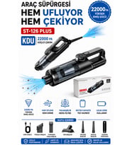 ST-126 Plus 22000Pa Kablosuz Araç Süpürgesi Güçlü Çekim Üflemeli Dijital Ekranlı Işıklı El Süpürgesİ (Siyah)