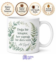 Kişiye Özel Yeşil Yaşam Temalı Kupa Bardak İsimli Doğa Hediye