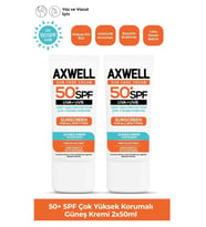 AXWELLSpf 50+ 2 Li Fırsat Seti Leke Karşıtı Nemlendirici Yüksek Koruma Güneş Kremi 50 ml
