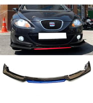 Seat Leon Mk2 Mavi Renkli Şeritli Dilli Ön Lip 4 Prç Parlak Siyah ABS