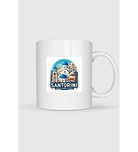 Yunanistan Santorini Adası Baskılı Kupa Bardak