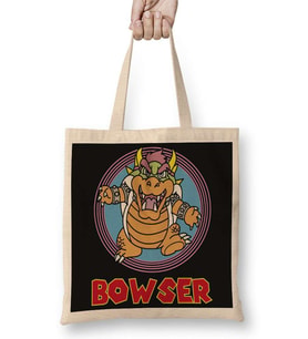 King Bowser Super Mario Classica Fanart Bez Çanta Uzun Saplı
