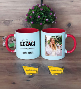 Eczacı Kupa Bardak Kırmızı Fotoğraflı Eczacılık Günü Hediyesi