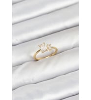 Pirinç Gold Renk Zirkon Taşlı Kadın Yüzük TJ-BYK3882