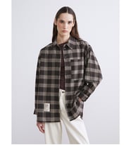 LCW Modest Kahverengi Ekose Oversize Poplin Kadın Gömlek Tunik