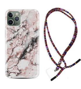 Apple iPhone 11 12 13 14 Pro Max Kılıf Boyun Asklı Rasta Silikon Colorfull Marble 2 1389
