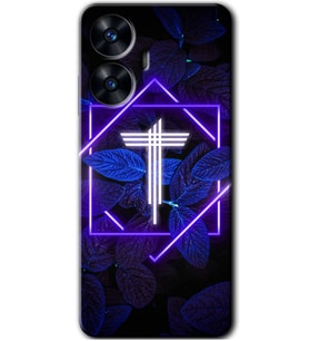 Realme C55 Kılıf HD Desen Baskılı Kılıf - Dark Neon Yaprak T Harfi