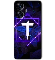 Realme C55 Kılıf HD Desen Baskılı Kılıf - Dark Neon Yaprak T Harfi