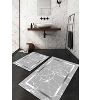 Dijital Baskılı Kaymaz Taban Yıkanabilir 2'li Klozet Takımı Banyo Paspası NDKZ-HT-430 (Gri)