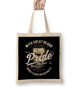 Fun Cool Vintage Beard Pride Inspirational Bez Çanta Uzun Saplı