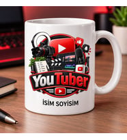 Video İçerik Üreticisi Kupa Bardak Kamera ve Klaket Desenli