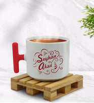BK Gift Kişiye Özel İsimli Kırmızı T Kulplu Middle Kupa Bardak-6