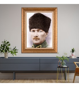 Altın Varaklı Paspartulu Çerçeveli Tablo hb856