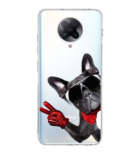 PrintiFy Poco F2 Pro ile Uyumlu Köpek 2 Kamera Korumalı Şeffaf Kılıf