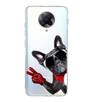 PrintiFy Poco F2 Pro ile Uyumlu Köpek 2 Kamera Korumalı Şeffaf Kılıf