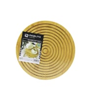 Lunaev Yuvarlak Çift Taraflı=düz - Dalgalı Oyuk Kanallı Ahşap Bambu Sunum Tepsi 28 cm Peynir Sunumu